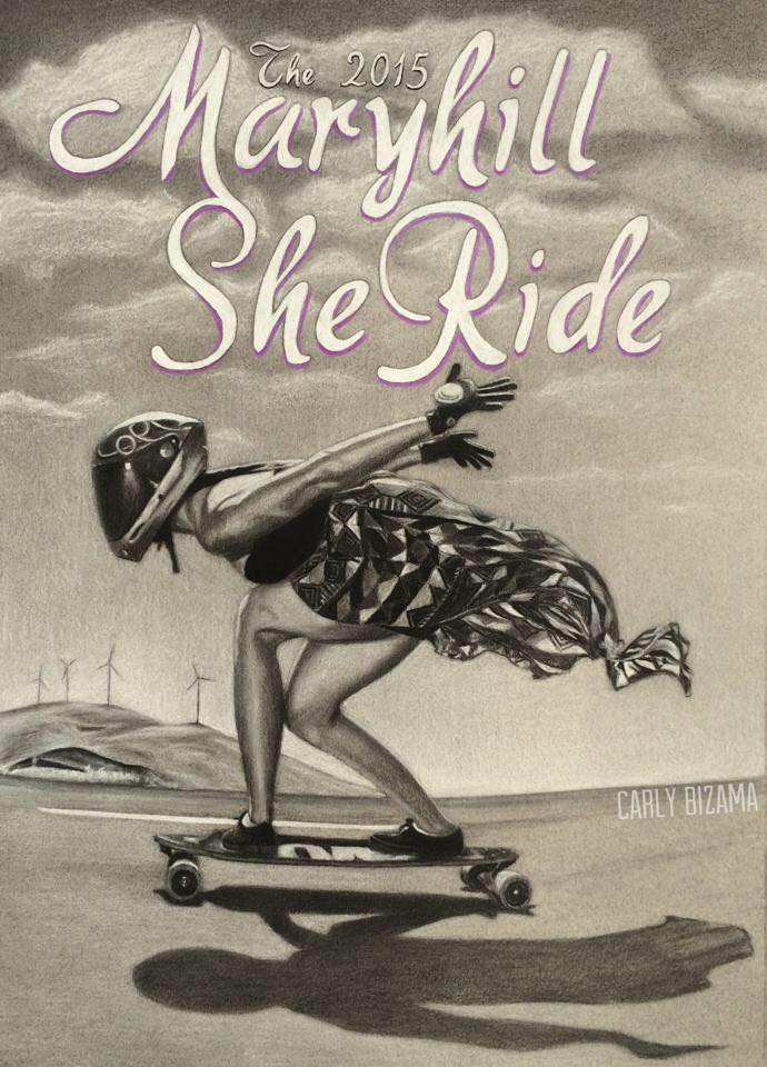 Maryhill She Ride Sketch Carly Bizama, longboard girls crew, longboarding, skate, downhill